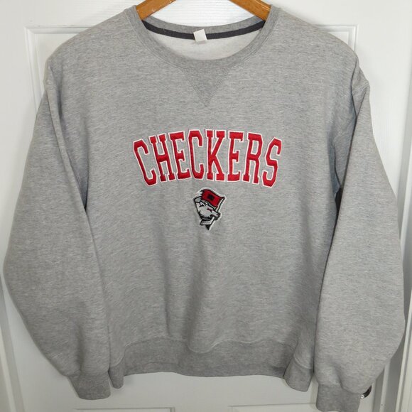 Charlotte Checkers Crewneck Sweatshirt Gray Adult LG Fruit of the Loom - Picture 1 of 4